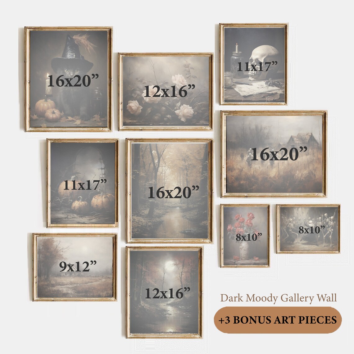 Fall Moody Gallery Wall Prints SET of 10, Halloween Fall Printable Art ...