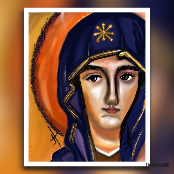 Salus populi Romano,Virgen de la salud, icono de la virgen, arte sacro original, pintura de la virgen,  impresion arte digital ,arte impreso
