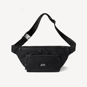 Riñonera JIVI para hombre y mujer, moderna, minimalista, para viajes, bandolera negra.