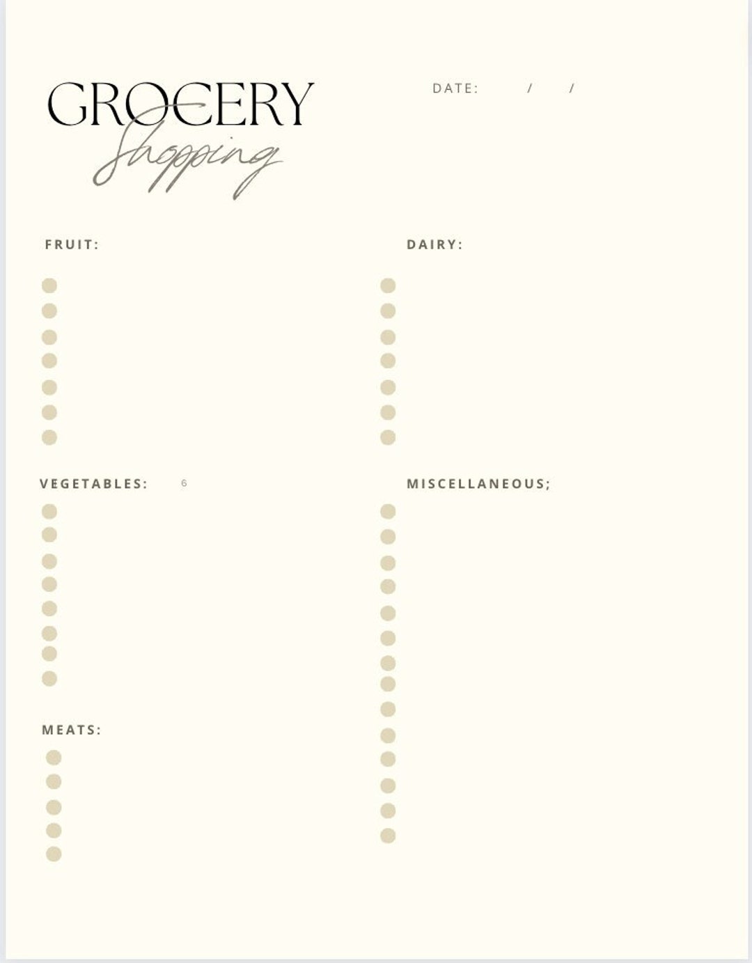 Grocery List Organizer Etsy
