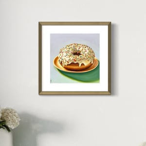 Donut Painting Print on Glossy Heavy Cardstock 11 x 11 in