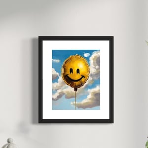 Print Smiley Face Original Artwork Home Decor 8.5 x 11 in