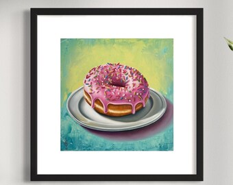Donut Artwork Print Handcrafted Artwork 11 x 11 in