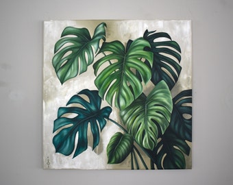 Oil Painting Monstera Artwork Home Decor Gifts Canvas Art