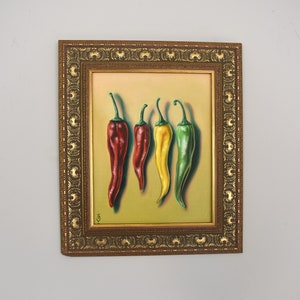Chili Pepper Oil Painting on Canvas Framed