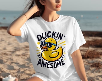 Rubber Duck Shirt, Funny Duck Shirt, Duck With Sunglasses Shirt, Duckin Awesome Unisex Adult & Kids Shirt, Duck Sweatshirt, Duck Lover Gift