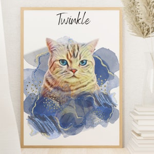 Custom Pet Portrait | Printable Digital Pet Portrait Custom pet portrait Cat portrait Cat memorial Portrait from photo Custom