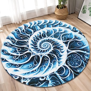 Round Rug,Modern Rug, Fractal rug, Circle Rug, Home Decor Rug, Round Carpet,Abstract Rug, Rugs for Living Room, Non slip Carpet, Area Rug