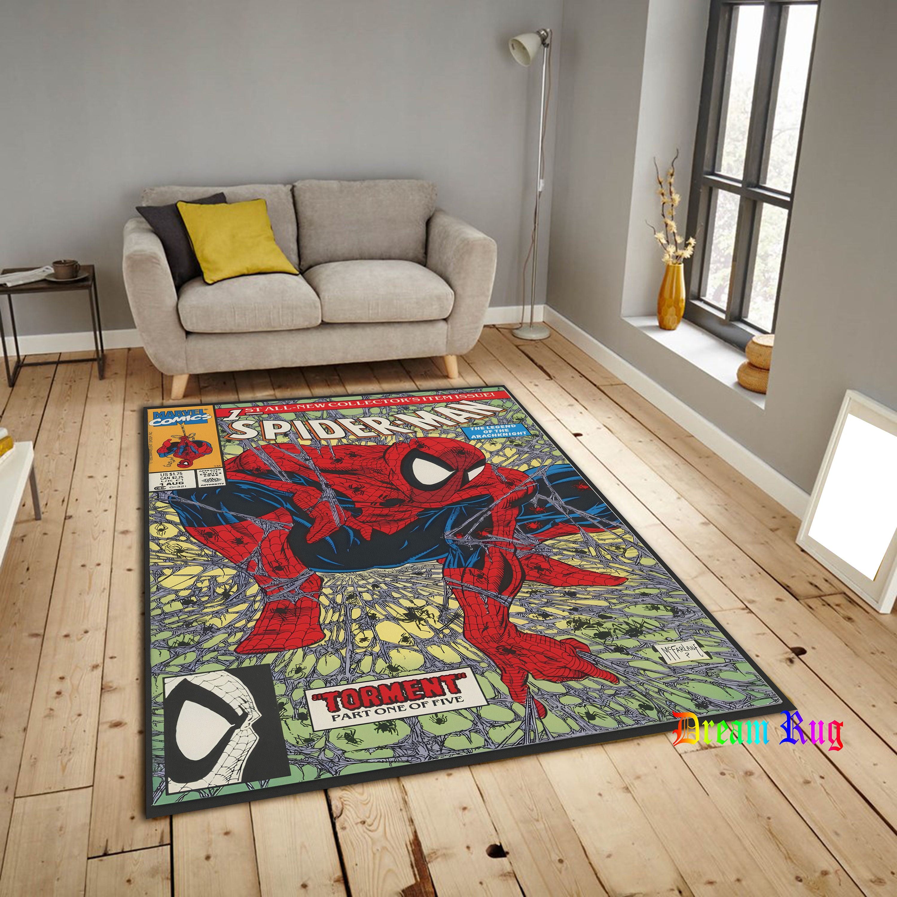 Discover Spiderman Rug, Cartoon Rug, Boyroom Rug, Children Rugs, Gift For Him, Gift For Her, Machine Washable Rug, Bedroom Rug, Pattern Rug