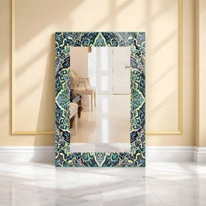 Türkischer Fliesenspiegel aus gehärtetem Glas, dekorativer Wandbehang