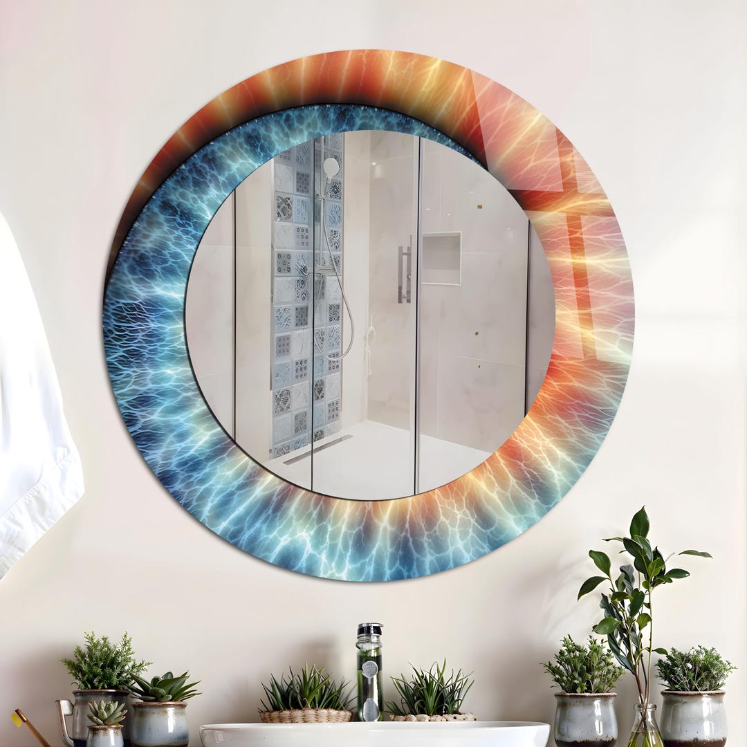 Colorful Abstract Glass Wall Mirror: Modern Hallway & Living Room Decor ...