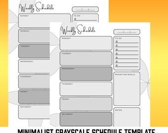 Planificador semanal sencillo imprimible, plantilla minimalista (descarga digital)