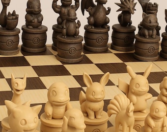 Fantasy Chess Set STL Files for 3D Printing, Digital Board Game Models