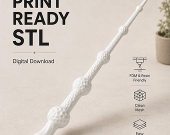 Wizard Wand STL File, 3D Printable Fantasy Magic Wand Model, Cosplay Prop, Digital Download