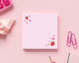 Strawberry  notepad, memopad, 50 sheets, 9 cm x9 cm, not sticky