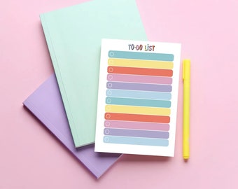 Rainbow Notepad, 50 sheets, 10 cm x 14 cm, to do list,  not sticky, tear-off, A6