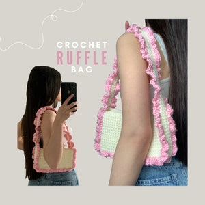 crochet shoulder bag pattern / aesthetic coquette crochet / crochet coquette bag / easy to follow crochet bag pattern