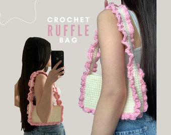 crochet shoulder bag pattern / aesthetic coquette crochet / crochet coquette bag / easy to follow crochet bag pattern