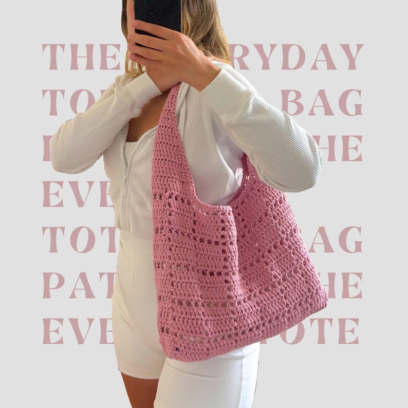 The Everyday Tote Bag Pattern | CROCHET BAG PATTERN | Crochet Mesh Bag ...