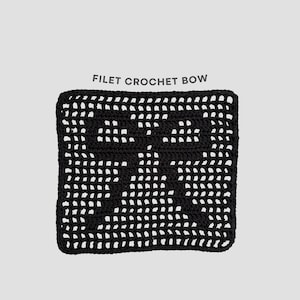 FILET CROCHET BOW pattern - filet crochet square - coquette filet crochet pattern + Tutorial