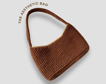 Patrón de bolso de hombro de crochet estético, patrón de bolso de crochet