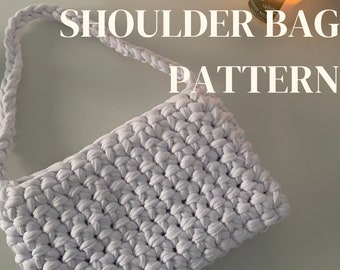 Crochet shoulder bag pattern / t-shirt yarn crochet bag / beginner friendly crochet pattern with pictures / step by step pattern