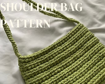 Patrón de bolso de hombro a crochet / patrón de crochet fácil instrucciones paso a paso con imágenes / bolso de crochet en hilo de camiseta