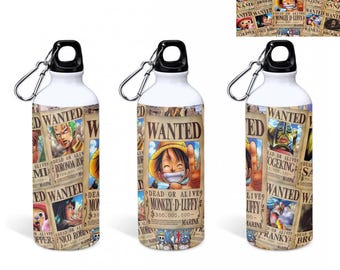 BIOCLOD One Piece Wasserflasche – Aluminium, 600 Ml, Mit Luffy-Sunset-Motiv – Wiederverwendbar & Leicht