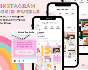 Instagram 9-Grid Template | Instagram Post Design | Instagram Feed Template | Digital Download | Editable Canva Template