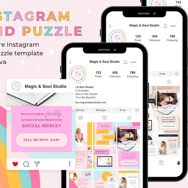 Instagram 9-Grid Template | Instagram Post Design | Instagram Feed Template | Digital Download | Editable Canva Template