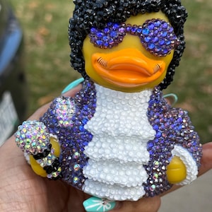Purple Rain Duck, rhinestone Prince Duck, best gift for birthday, new car decor, oversized celebrity Duck, bling duck