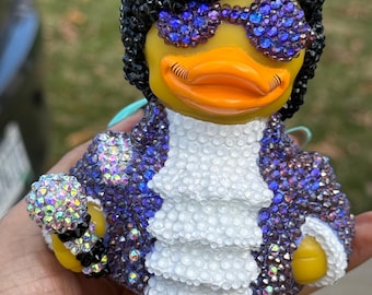 Purple Rain Duck, rhinestone Prince Duck, best gift for birthday, new car decor, oversized celebrity Duck, bling duck