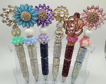 Rhinestone Ink Pens, Glam Pen, Bling Pens, Luxury Writing Pens, Sparkly Pens, Beaded Rhinestone Pen, Office Gifts for Women, Mothers Day