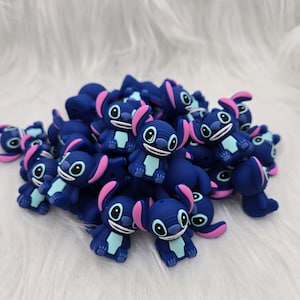 3D Focal Bead, Blue Alien Focal Bead, Beads for Pens, Silicone Focal Bead, Beads for Keychains, Character Beads, Cartoon Beads, Pen Beads