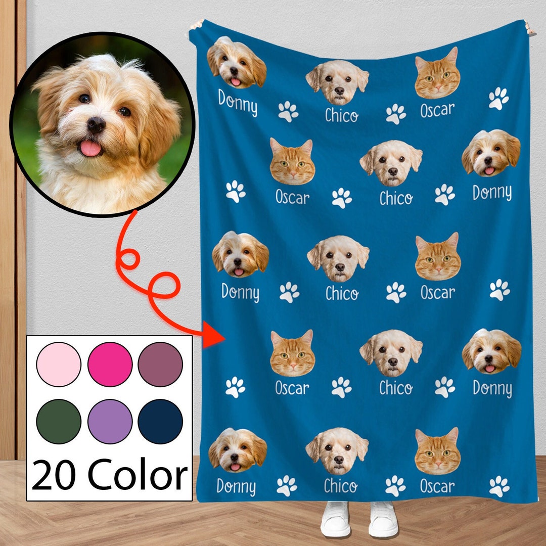 Personalized Pet Lover Blanket with Dog Face Sherpa Fleece Blanket
