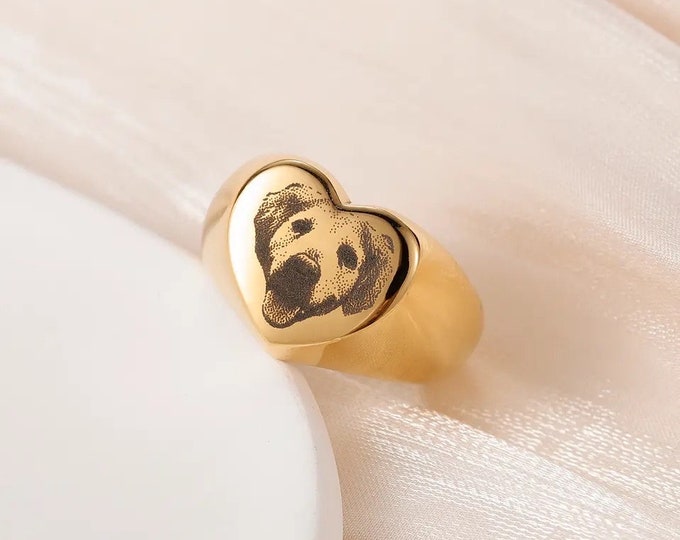 Pet Portrait Ring - Personalized Dog Mom Gift - Unique Pet Jewelry for Her