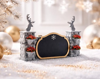 Reindeer Topped Village Sign (Customizable)