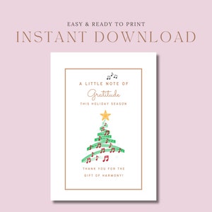Biglietto di auguri per insegnante di musica/ringraziamento/carta regalo Nota **Download immediato stampabile**