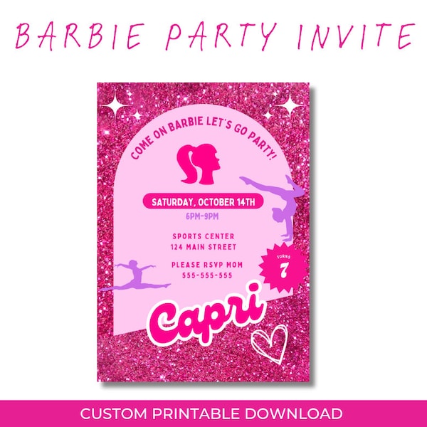 Gymnastics or Dancer Let’s Go Party Birthday Invitation