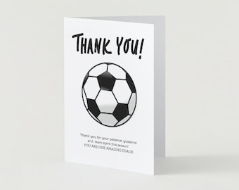 Soccer Thank You Card Printable for Soccer Coach/ Instant Download/ Pdf ...