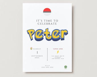 Gotta Catch 'Em All- Themed Gaming Birthday Party Invitation
