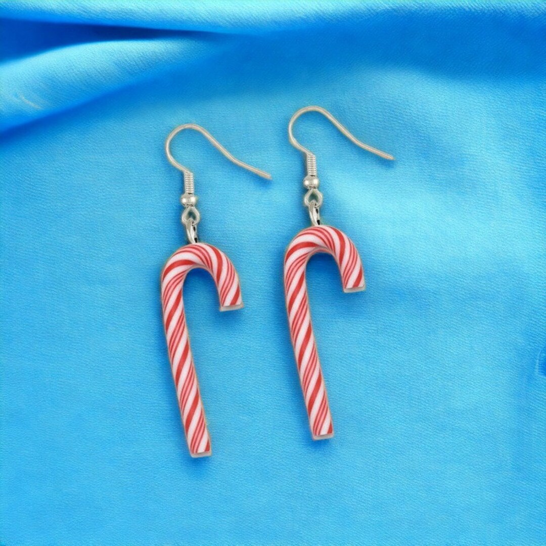Candy Cane Dangle Earrings Festive Christmas Earring Unique Holiday