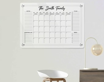 Personalized Acrylic Family Planner - Monthly Dry Erase Calendar - Perfect for Organizing & Family Gift | Free Shipping Canada and USA