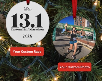 Personalized Runner Ornament, 13.1 half marathon, Custom Runners Marathon Gifts, Christmas Ornament, Gifts for runners, 2025 Ornament