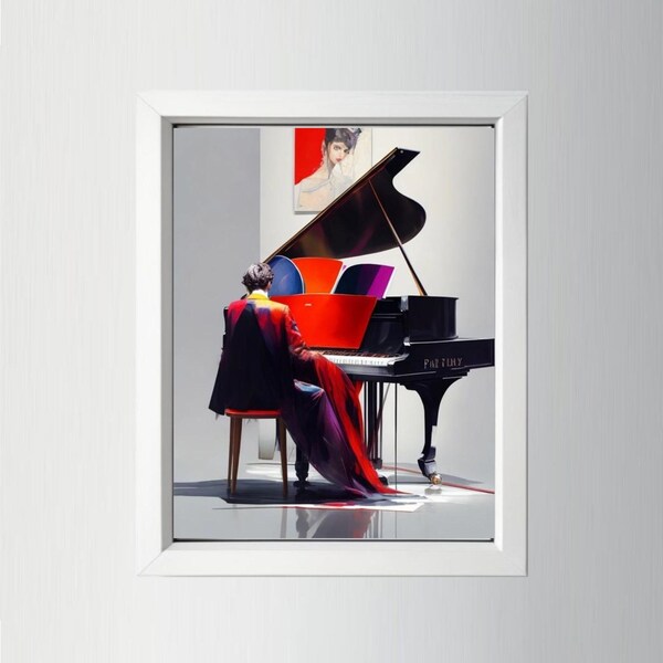 Abstract Piano Player Wall Art, Printable Artwork, Digital Design, Musician, Pianist