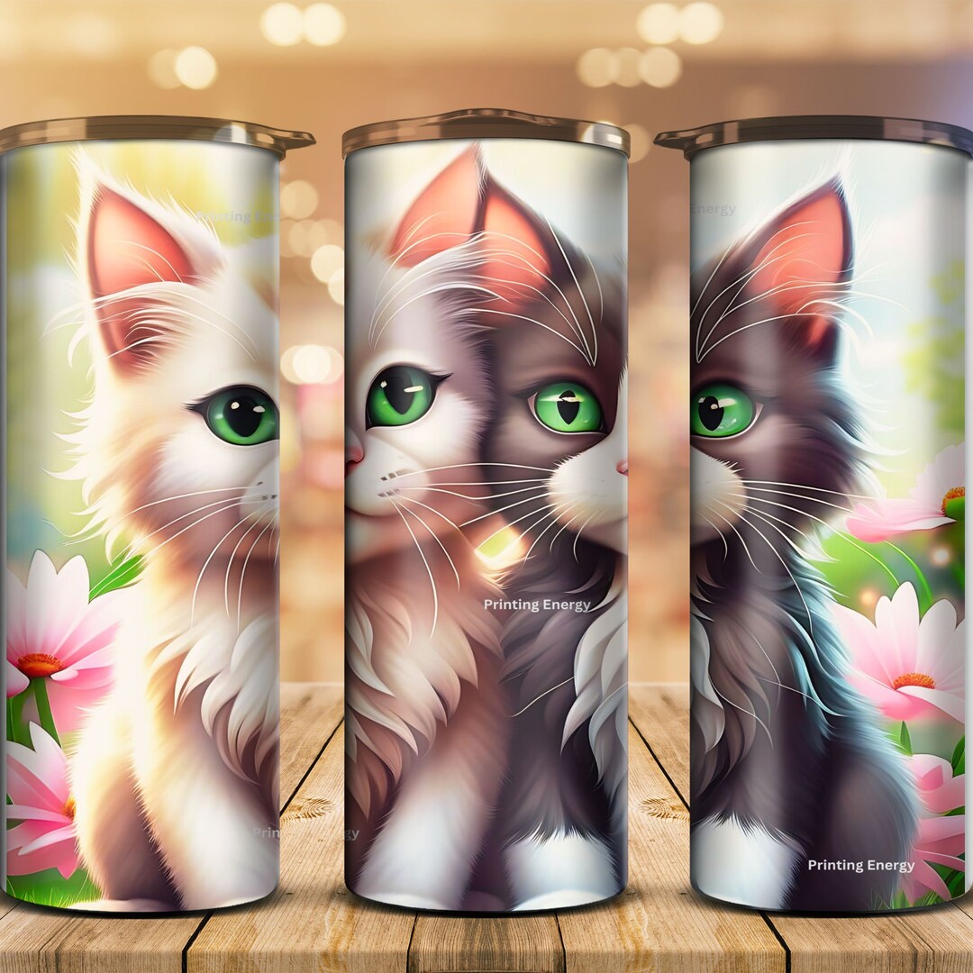 Cats Love Story Printable 20 Oz Skinny Tumbler, Happy New Year