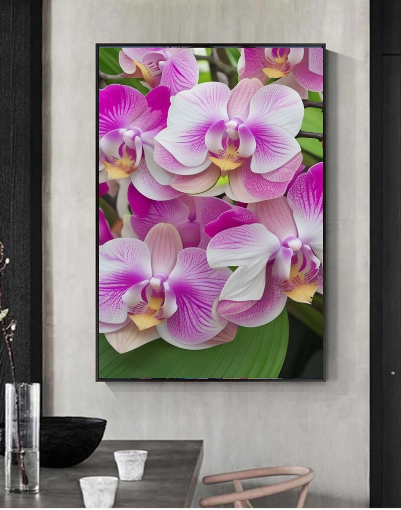 Purple Orchid Wall Art, Printable Artwork, Flowers, Love, Beauty