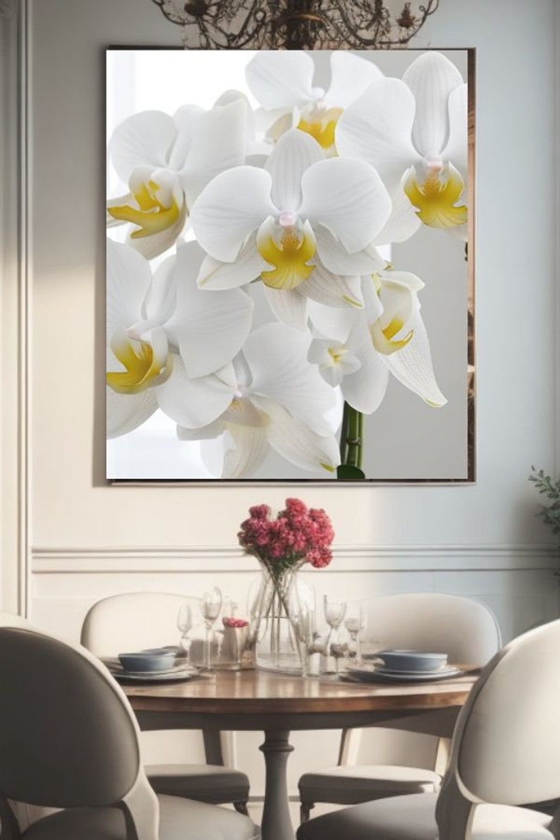 White Orchid Wall Art, Flower Printable Artwork Etsy