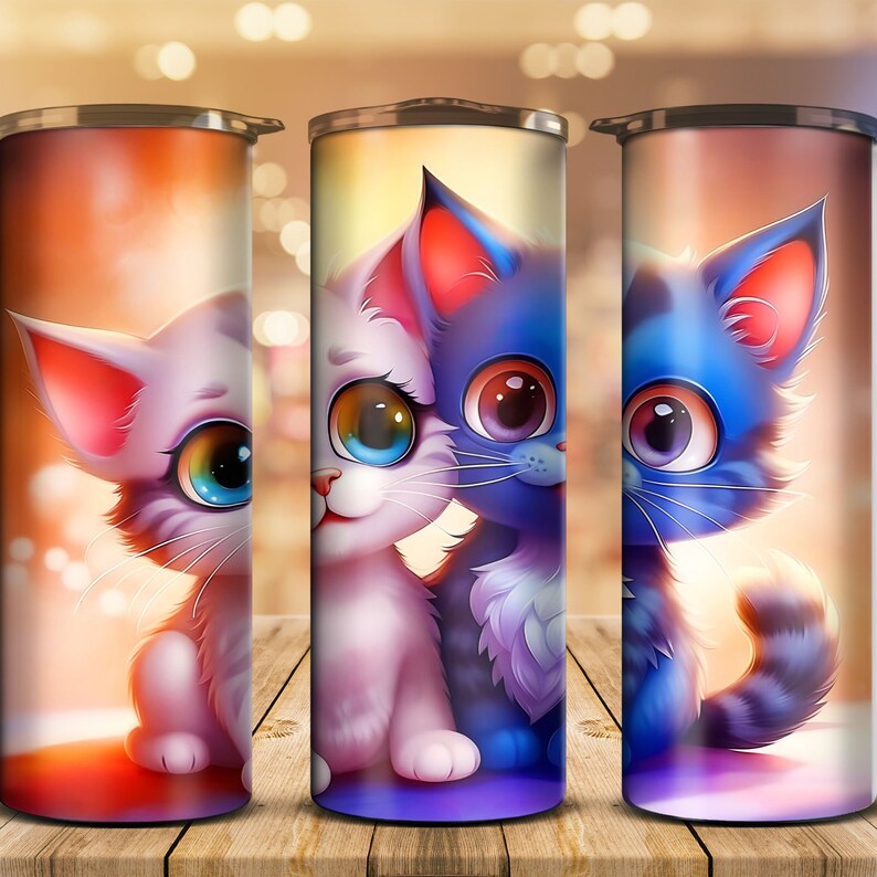 Cats Love Story Printable 20 Oz Skinny Tumbler, Happy New Year