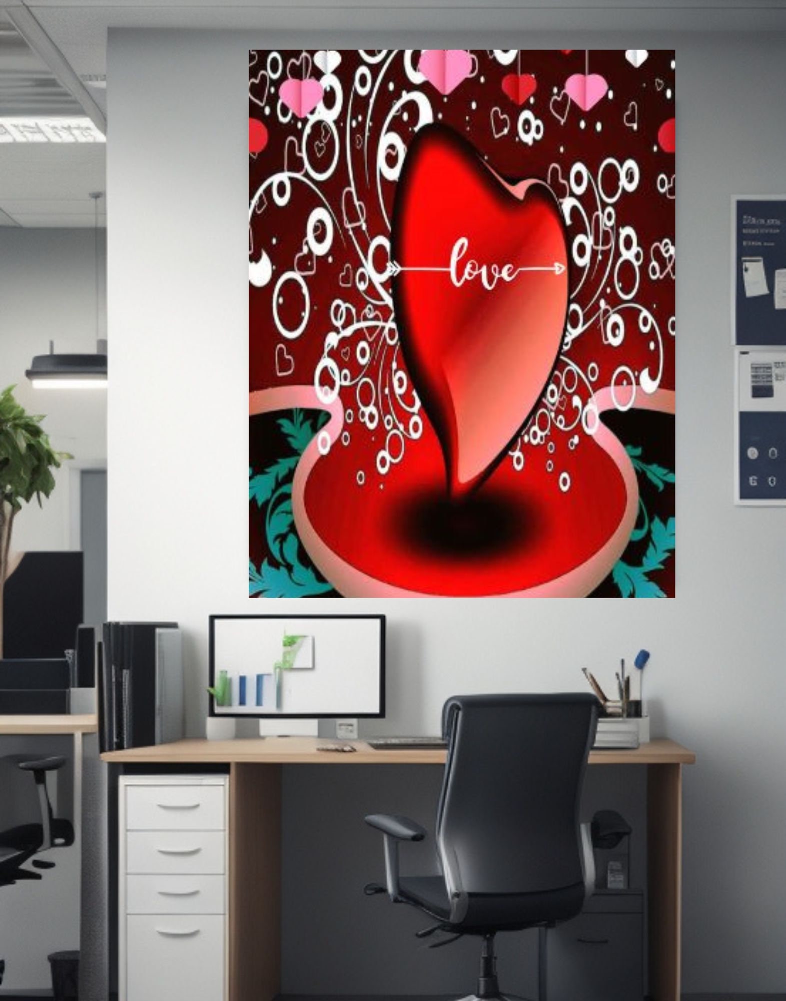 Bleeding Love Heart Wall Art, Valentine Day Printable Artwork, Kiss Art